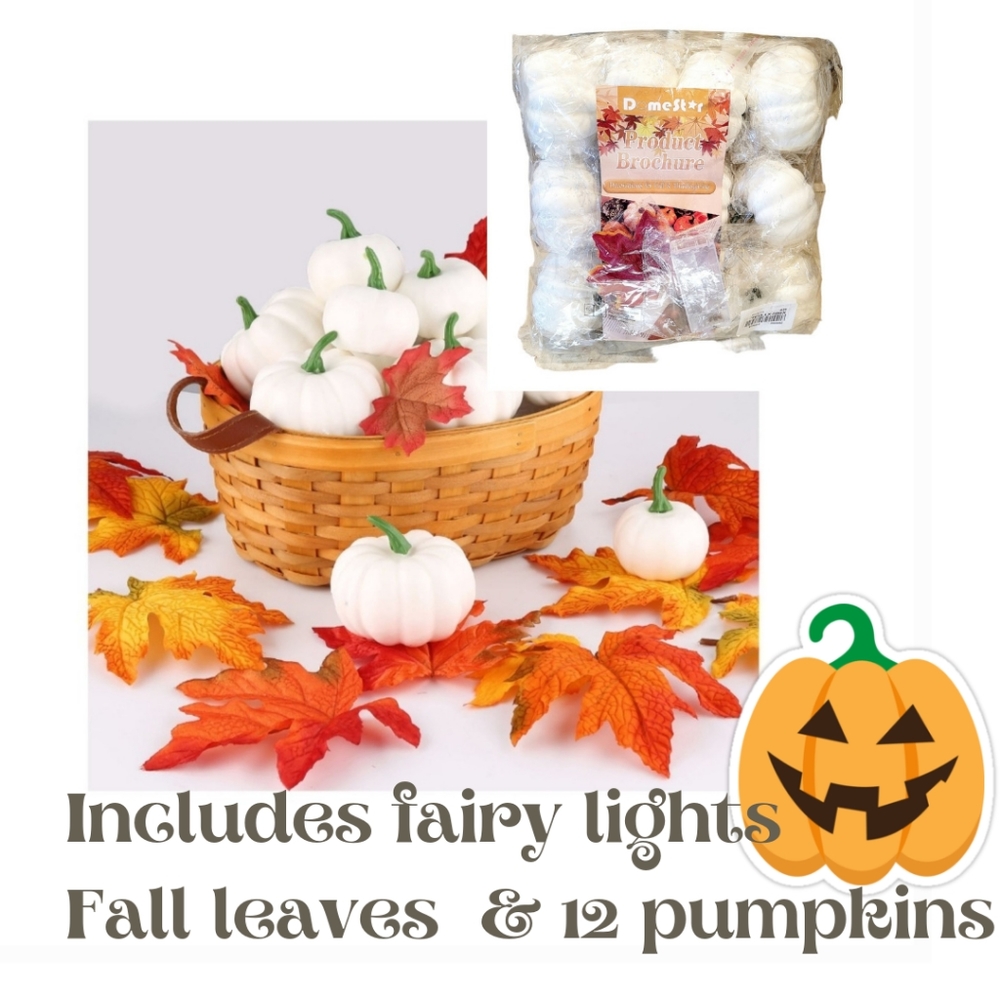 Fall white pumpkin home decor nwt